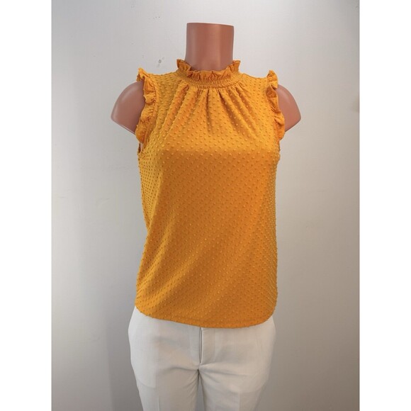 J.Crew Yellow Swiss Dot Sleeveless Ruffle Tank Top Blouse - Picture 15 of 15